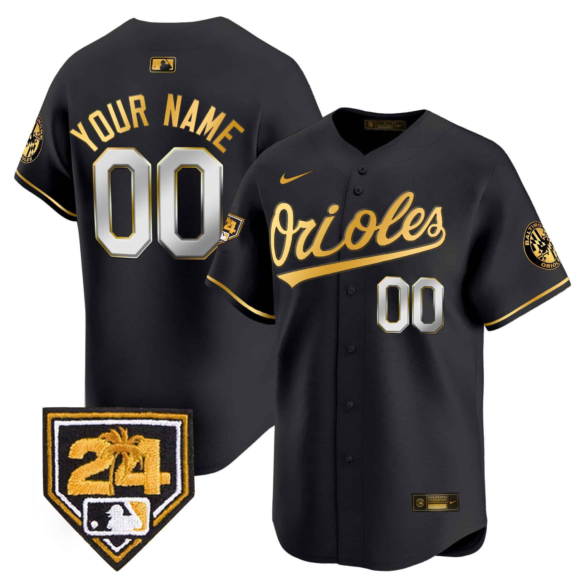 Men Baltimore Orioles Black Nike 2024 Spring Training Patch Vapor Premier Limited Custom MLB Jersey->customized mlb jersey->Custom Jersey